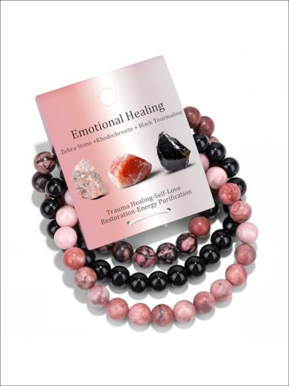 Natural Stone Beaded Stretch Bracelet Triple Protection Gemstone Reiki